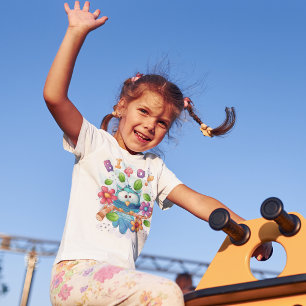 Kute Owl Bird met Flowers T-shirt