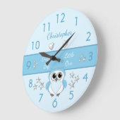 Kute owl blue met sterren en een naam grote klok (Hoek)