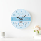 Kute owl blue met sterren en een naam grote klok (Huis)