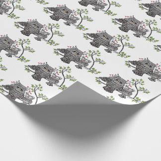 Kute Owl Couple Wrapping Paper Cadeaupapier