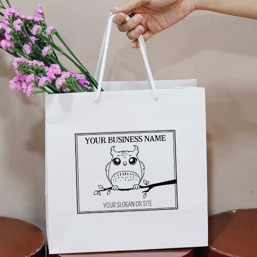 Kute Owl, Custom Business, Large Rubberstempel