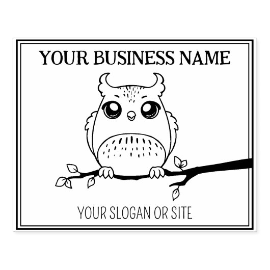 Kute Owl, Custom Business, Large Rubberstempel (Afrduk)