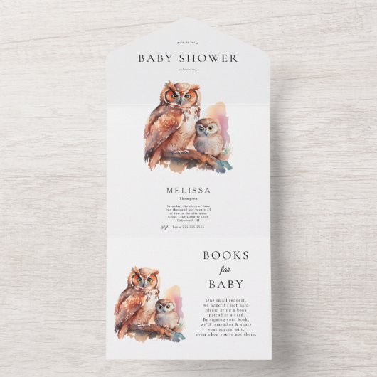 Kute Owl de Uitnodiging van het Baby shower en Boe (Binnen)