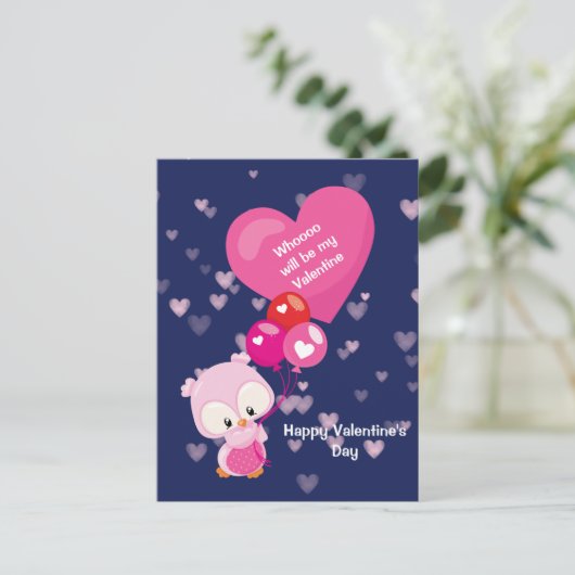Kute Owl die mijn Valentijn zal zijn Briefkaart (Staand voorkant)