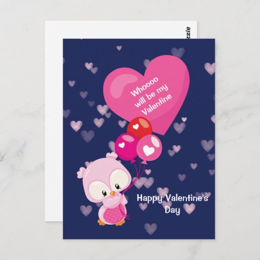 Kute Owl die mijn Valentijn zal zijn Briefkaart (Voorkant / Achterkant)