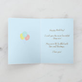 Kute Owl & Editable Birthday Wishes op Light Blue Kaart (Binnen)