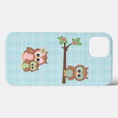 Kute Owl Familie met Bloem Case-Mate iPhone Case (Achterkant (horizontaal))
