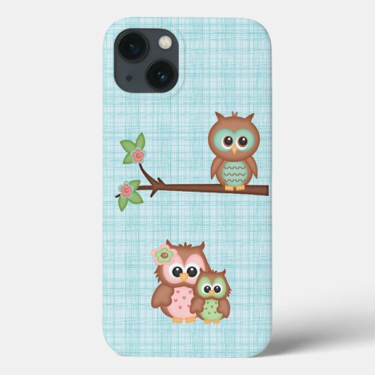 Kute Owl Familie met Bloem Case-Mate iPhone Case (Achterkant)