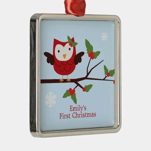 Kute Owl First Kerstmis Custom Ornament (Rechts)