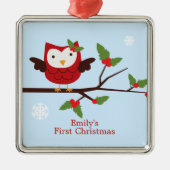 Kute Owl First Kerstmis Custom Ornament (Voorkant)
