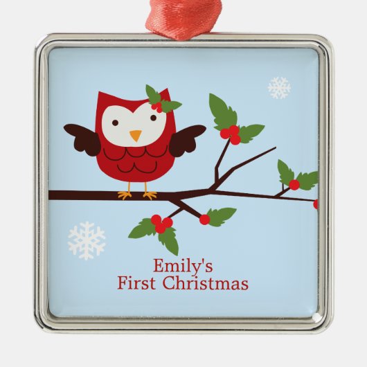 Kute Owl First Kerstmis Custom Ornament (Voorkant)