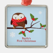 Kute Owl First Kerstmis Custom Ornament (Voorkant)
