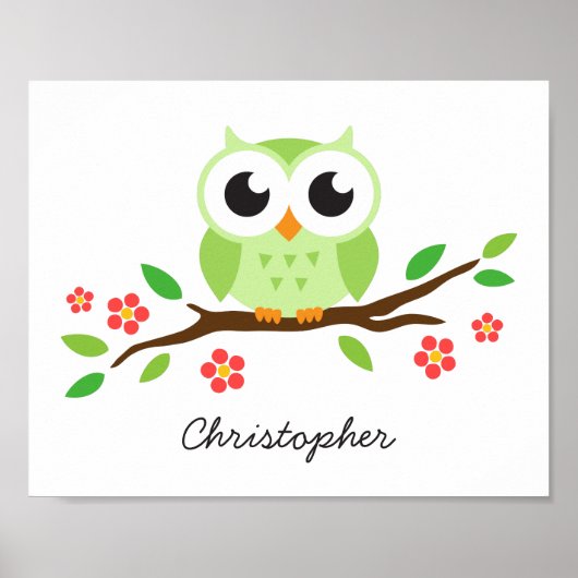 Kute owl-gepersonaliseerde kinderwandkunst voor ki poster (Voorkant)
