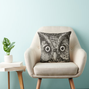 Kute Owl Grey Gender Neutral New Baby Room Kussen