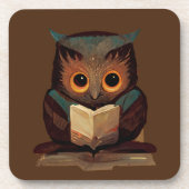 Kute Owl Het lezen van een boek Bier Onderzetter (Voorkant)