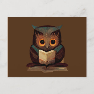 Kute Owl Het lezen van een boek Briefkaart