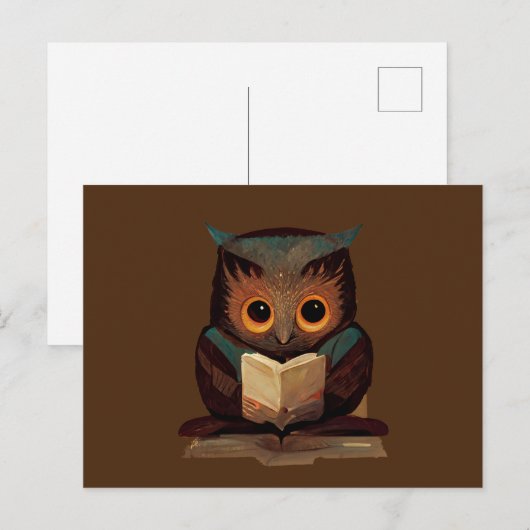 Kute Owl Het lezen van een boek Briefkaart (Voorkant / Achterkant)