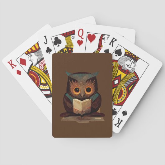 Kute Owl Het lezen van een boek Pokerkaarten (Achterkant)