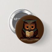 Kute Owl Het lezen van een boek Ronde Button 5,7 Cm (Voorkant /achterkant)