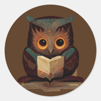 Kute Owl Het lezen van een boek Ronde Sticker