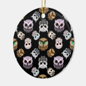 Kute Owl-illustraties op zwarte achtergrond Keramisch Ornament (Links)