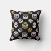 Kute Owl-illustraties op zwarte achtergrond Kussen (Achterkant)