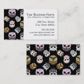 Kute Owl-illustraties op zwarte achtergrond Visitekaartje (Voorkant / Achterkant)