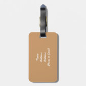 Kute  Owl in Black op Tan Damask Bagagelabel (Achterkant verticaal)