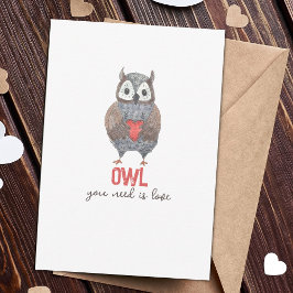 Kute Owl Je hebt Liefde Valentijnsdag Kaart nodig