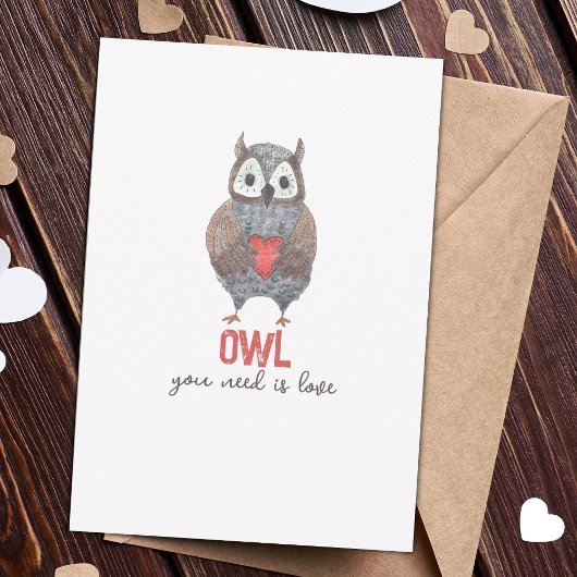 Kute Owl Je hebt Liefde Valentijnsdag Kaart nodig