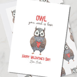 Kute Owl Je hebt Liefde Valentijnsdag nodig Feestdagenkaart