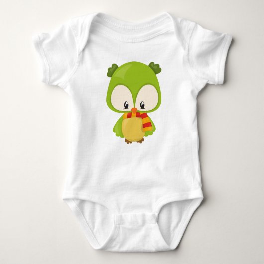 Kute Owl, Little Owl, Baby Owl, Owl met Scarf Romper (Voorkant)