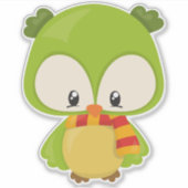 Kute Owl, Little Owl, Baby Owl, Owl met Scarf Sticker (Voorkant)