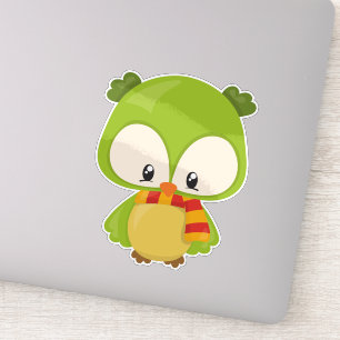 Kute Owl, Little Owl, Baby Owl, Owl met Scarf Sticker