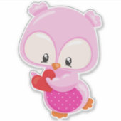 Kute Owl, Little Owl, Hearts, Owl in Love Sticker (Voorkant)