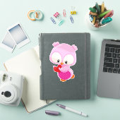 Kute Owl, Little Owl, Hearts, Owl in Love Sticker (iPad Cover)
