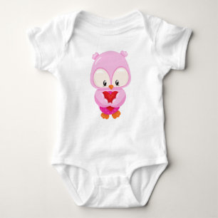 Kute Owl, Little Owl, Owl in Love, Hearts Romper