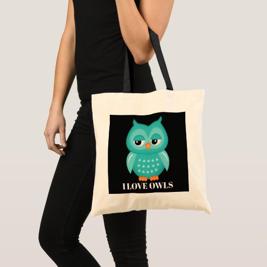 Kute owl lovers voegt bericht toe tote bag (Voorkant (product))