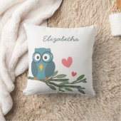 Kute Owl met eyeglasses op een takdouanenaam Kussen (Deken)