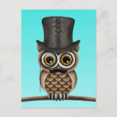 Kute Owl met monocle en top-haatblauw Briefkaart (Voorkant)