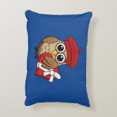 Kute Owl met Red Beret en Heart Box Accent Kussen (Achterkant (Verticaal))