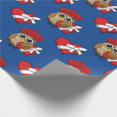 Kute Owl met Red Beret en Heart Box Cadeaupapier (Hoek)