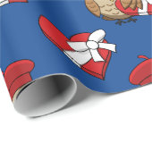 Kute Owl met Red Beret en Heart Box Cadeaupapier (Rol Hoek)