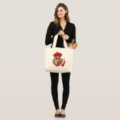 Kute Owl met Red Beret en Heart Box Grote Tote Bag (Voorkant (model))