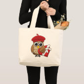 Kute Owl met Red Beret en Heart Box Grote Tote Bag (Voorkant (product))