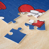 Kute Owl met Red Beret en Heart Box Legpuzzel (Zijkant)