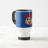 Kute Owl met Red Beret en Heart Box Reisbeker (Voorkant links)