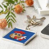 Kute Owl met Red Beret en Heart Box Sleutelhanger (Zijkant)