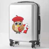 Kute Owl met Red Beret en Heart Box Sticker (Koffer)