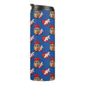 Kute Owl met Red Beret en Heart Box Thermosbeker (Geroteerd rechts)